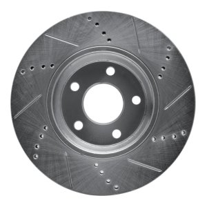 Chevrolet HHR Brake Rotor (1) - Front Left - R1 Concepts - Drilled & Slotted - Silver - `04-`12